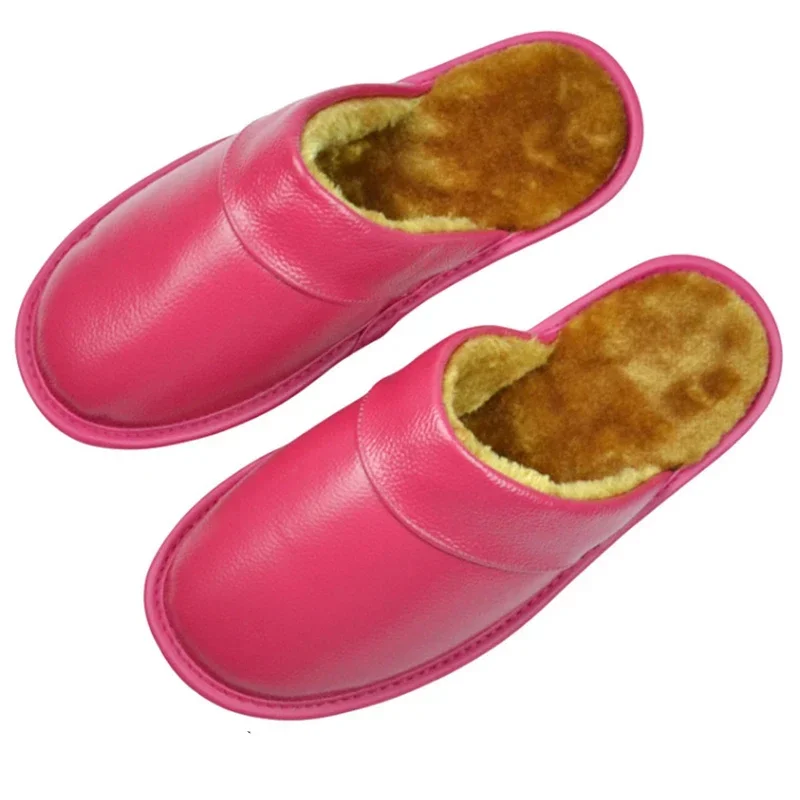 Chinelos de couro de vaca genuína casal interior antiderrapante das mulheres dos homens casa moda sapatos casuais moda pvc macio solas inverno