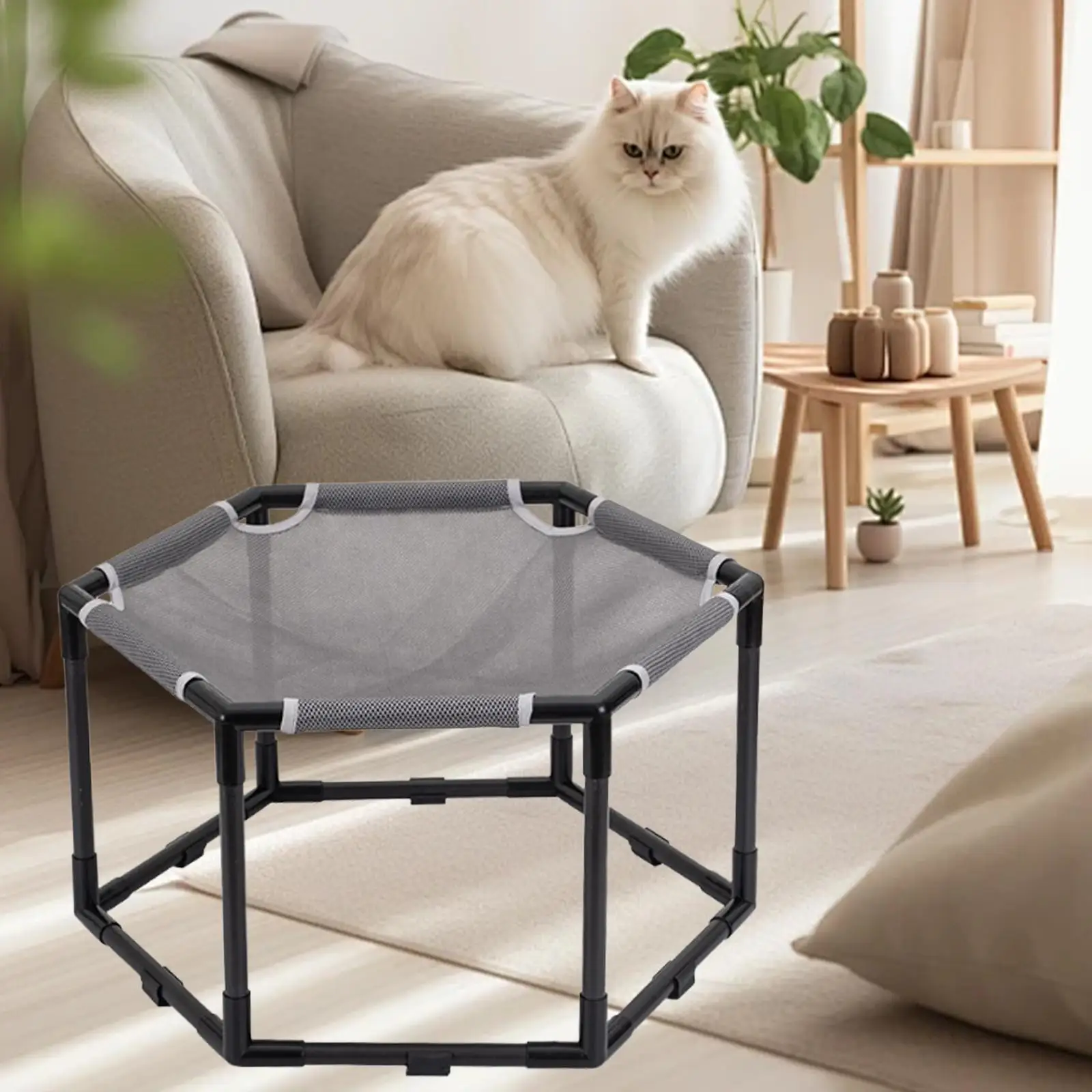 

Elevated Cat Hammock Bed Breathable Cat Sleeping Nest for Indoor Cats Puppy