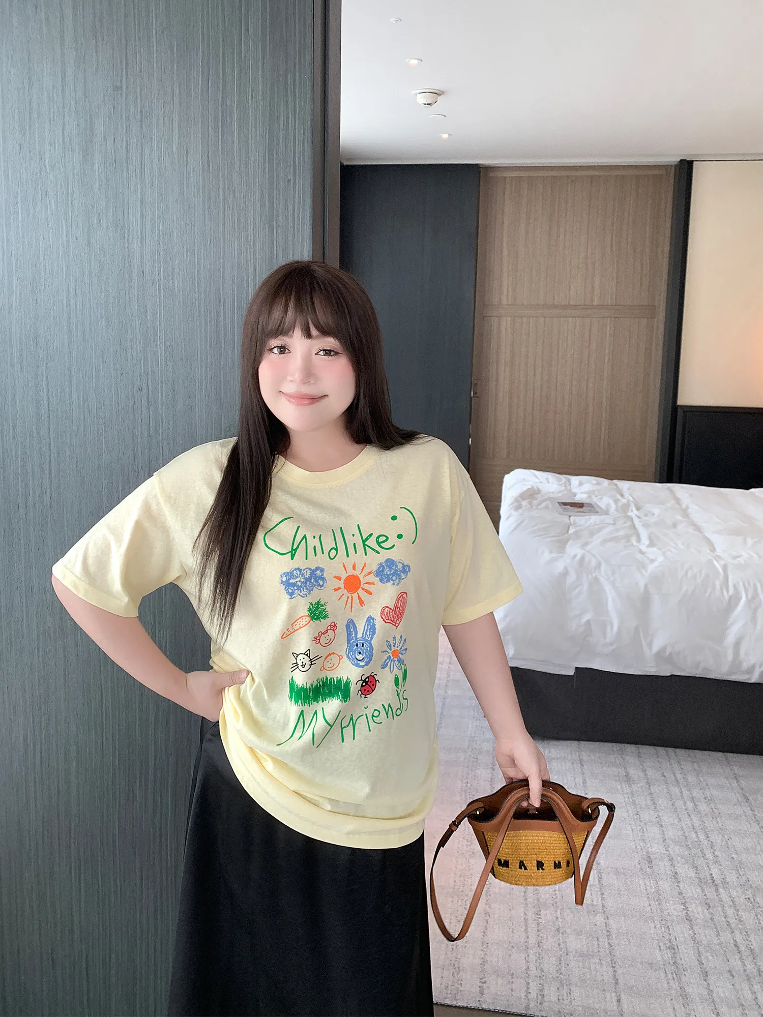 

Милая женская футболка больших размеров с круглым вырезом и коротким рукавом, летняя новинка, повседневная, удобная, для полных женщин