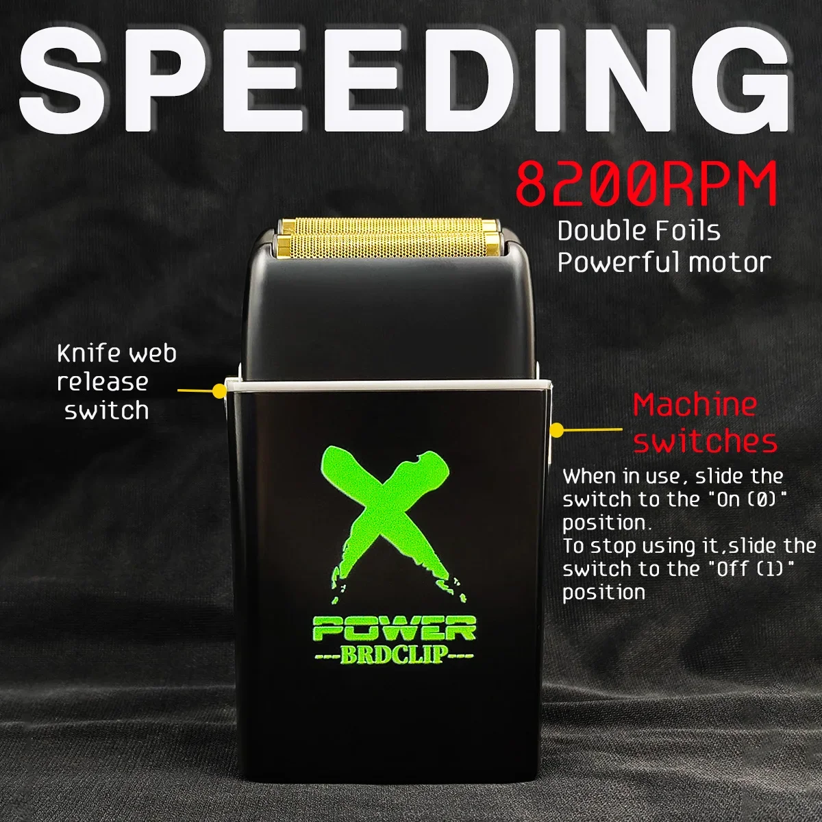 BRDCLIP BL1S Professional Professional Man's Electric Shaver Double Foil Shaver USB Cordless Hair Cutting Machine 8200 RPM