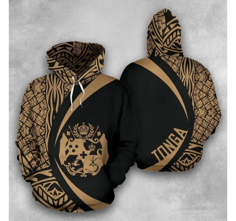 Full Printed Polynesian Tribal Pattern Pullover Hoodie For Men Women Casual Oversized American Samoa Tatau Graphic Sweatshirt