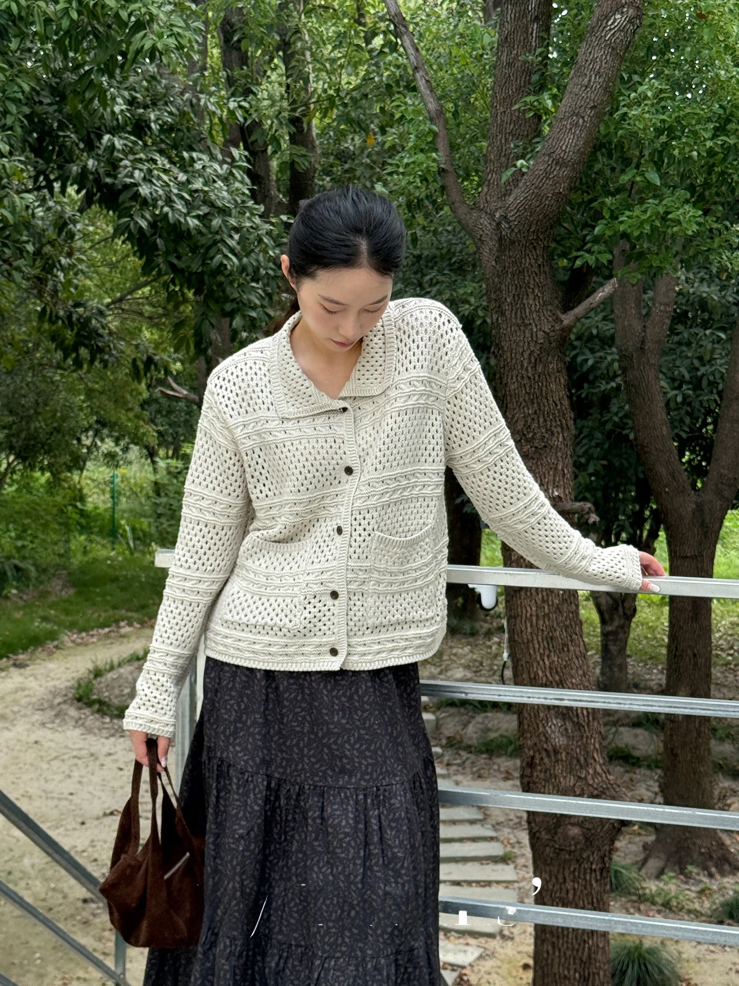 

Винтажный ажурный вязаный кардиган Turnns с длинными рукавами, из мягкого хлопка, женский, прямого кроя, тонкий, осенний, стандартный размер