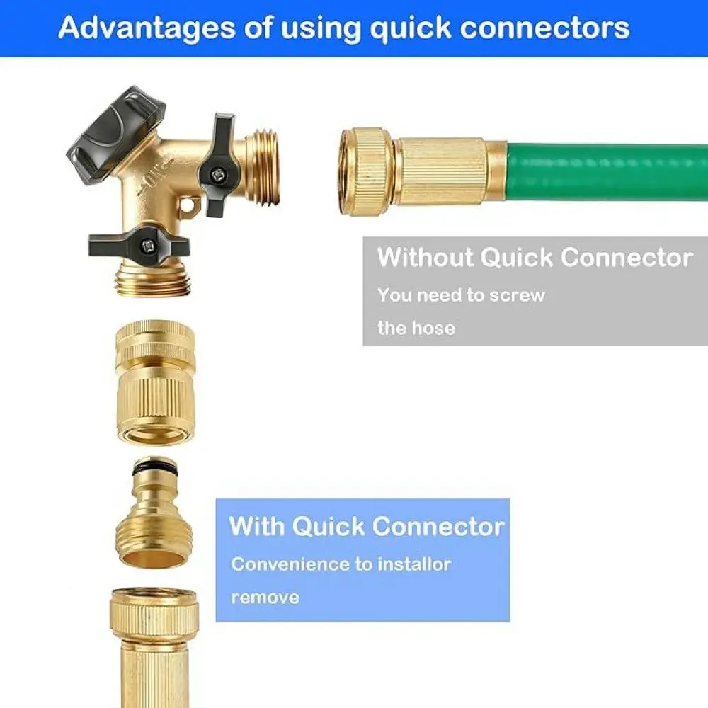 Solid Brass Garden Hose Quick Connect Adapter 3 4 GHT Thread Fitting For Outdoor Irrigation Pipe Watering Accessory