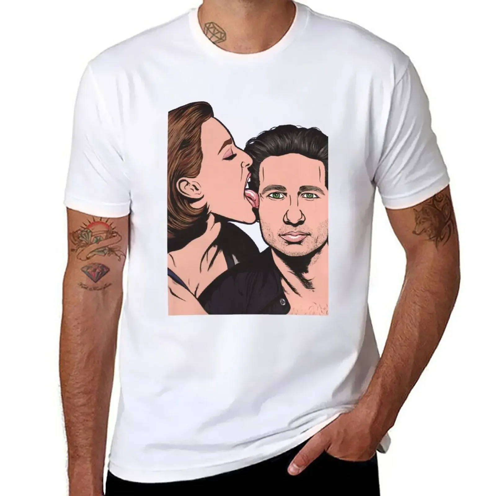 Mulder and Scully X Files T-Shirt korean fashion blanks mens t shirt graphic