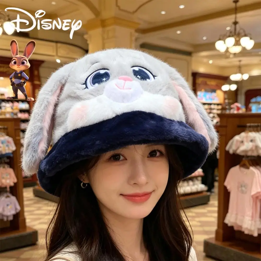 Anime Disney Stitch Plush Bucket Hat with 3D Ears Cartoon Couple Fisherman Hat Cute Design Outdoor Travel Photography Basin Hat