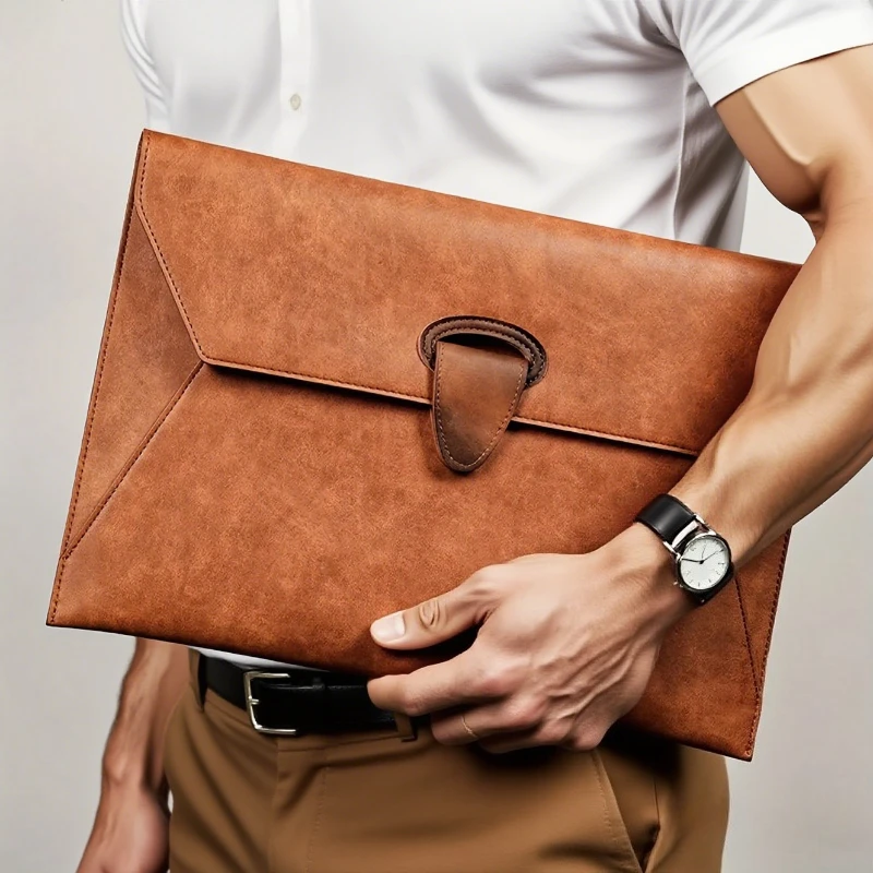 

1 шт. винтажная коричневая папка-органайзер формата А4, портфолио с магнитной застежкой и 2 карманами, чехол для документов для офиса, органайзер