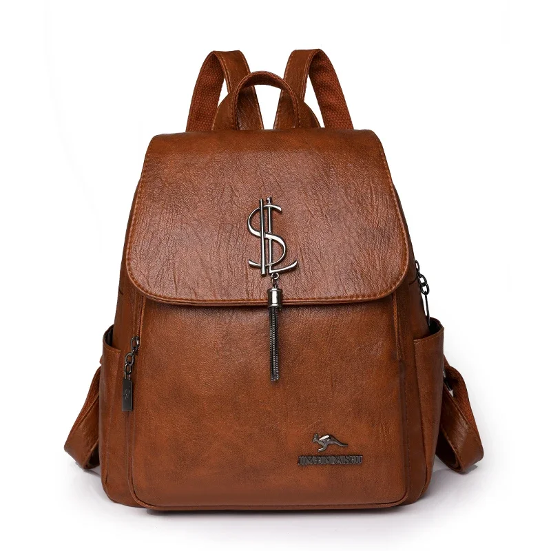 

Fashion Women Soft Leather Backpacks Female School Book Bags Large Capacity Shopping Travel Knapsack Femme New Casual Rucksack