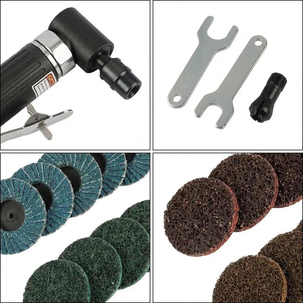 Pneumatic Die Grinder 90 Degree 25000 RPM L Shaped Design with Dual Collet 1/4 inch 1/8 inch for Tight Space Metalworking
