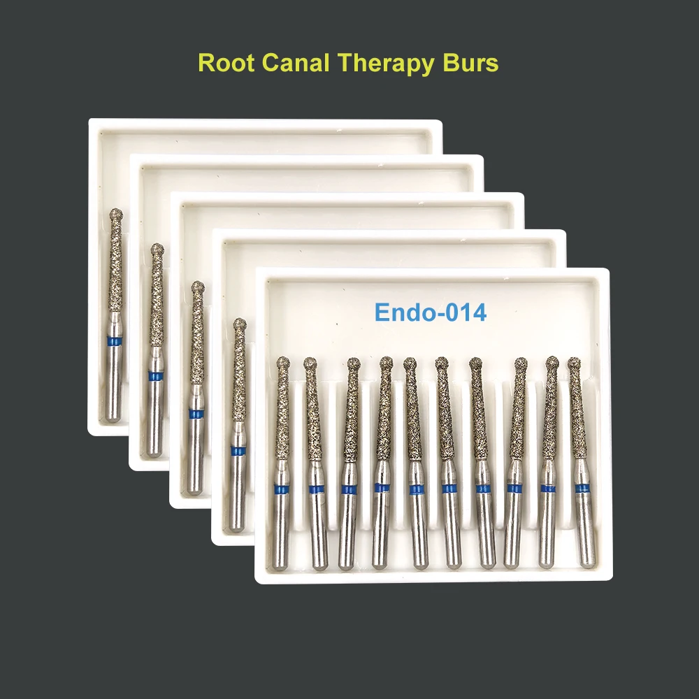 

5box Dental Diamond Burs Root Canal Therapy Burs Endo-014 Endo-016 Endo-018 Leng Neck Drill Ball 1.6mm High Speed Bur 10pc/box