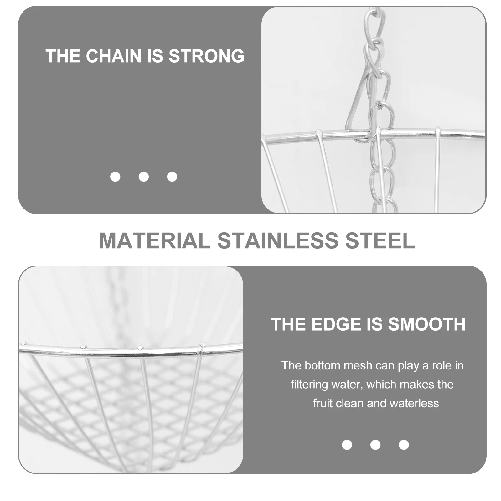 

Wire Hanging Fruit Basket 3 Tier Stainless Steel Large Capacity Anti Rust Sturdy Safe Storage Baskets