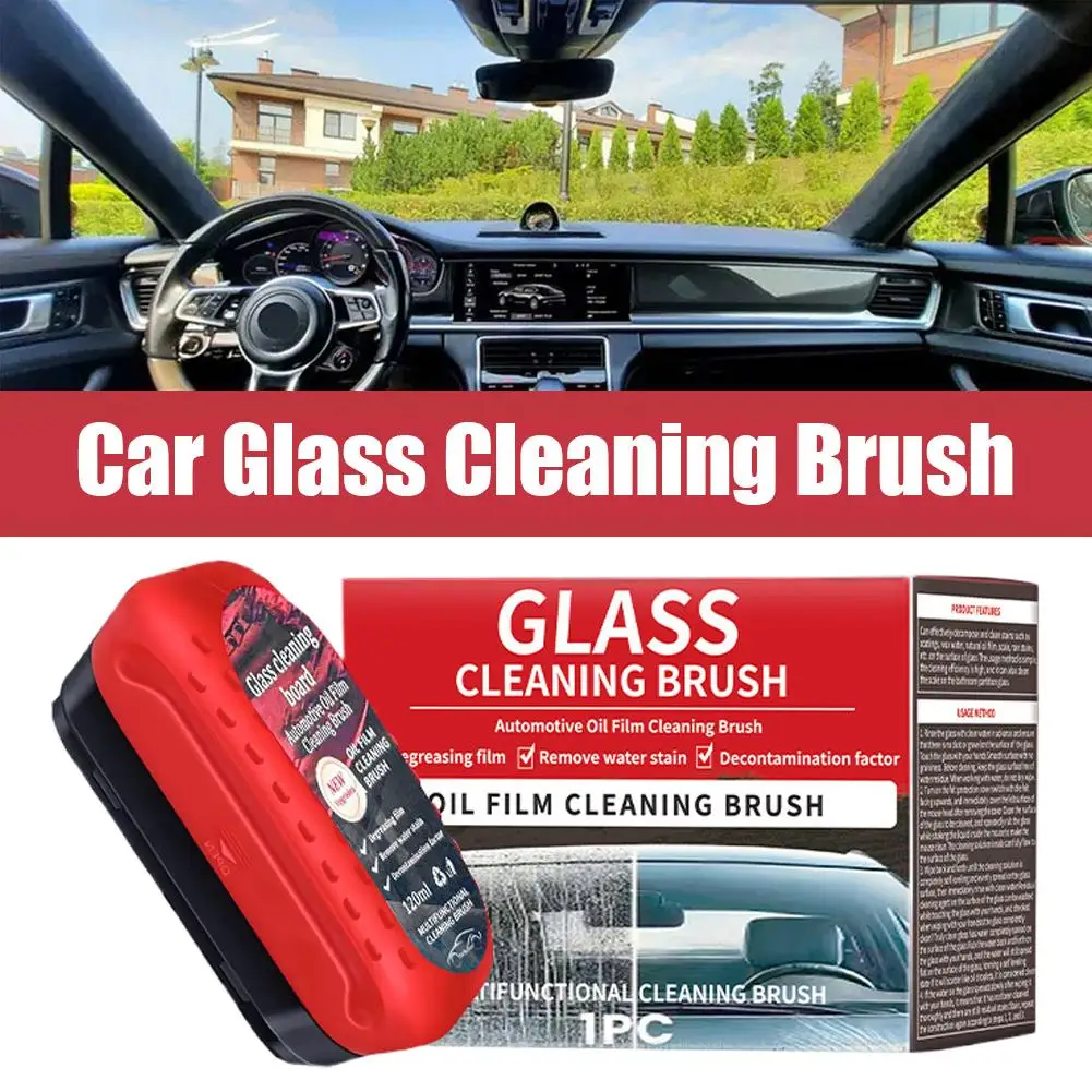 120ML Car Windshield Oil Film Cleaner For Auto Front Windshield Glass Windows Oil Film Remover Cleaning Brush Accessories W4P9