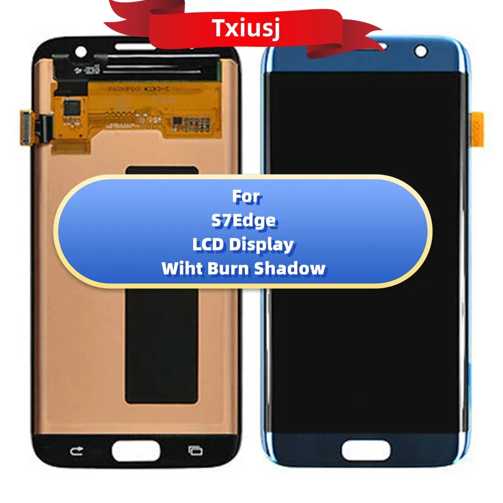 Pantalla LCD Super AMOLED para Samsung Galaxy S7 Edge, G935, G935F, SM-G935FD, pantalla táctil con sombra quemada y cubierta trasera con herramientas