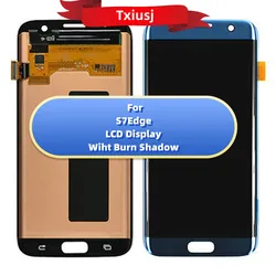 Tela de toque lcd super amoled para samsung galaxy s7 edge, g935, g935f, sm-g935fd, com queima e tampa traseira, ferramentas