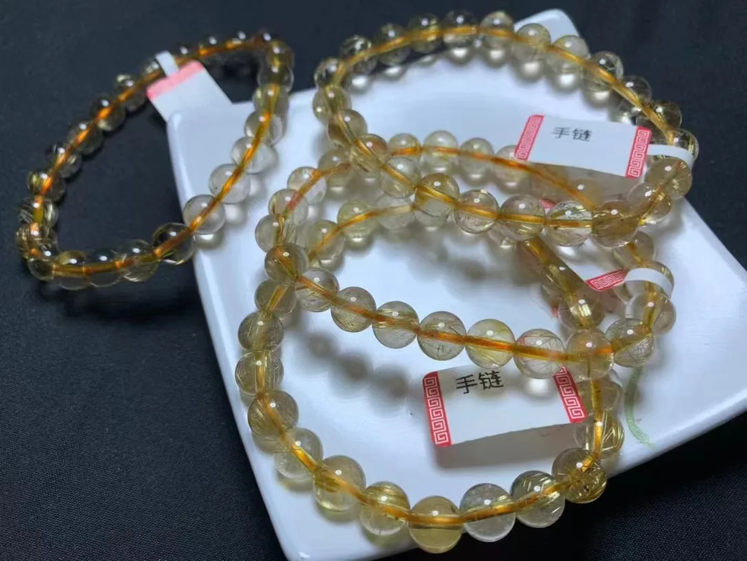 

Unit One Bracelet 8mm To 8.5mm High Quality Natural Rutilated Quartz Crystal Healing Bead Bracelet