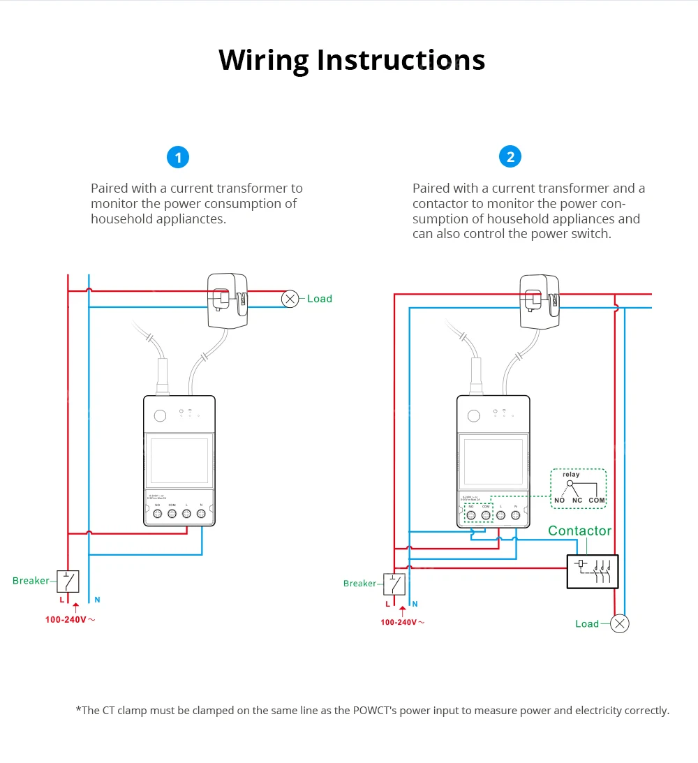 POWCT POW Ring Smart Power Meter Non-contact Current Transformer Energy Moniter eWeLink APP Data Hold via Alexa Google