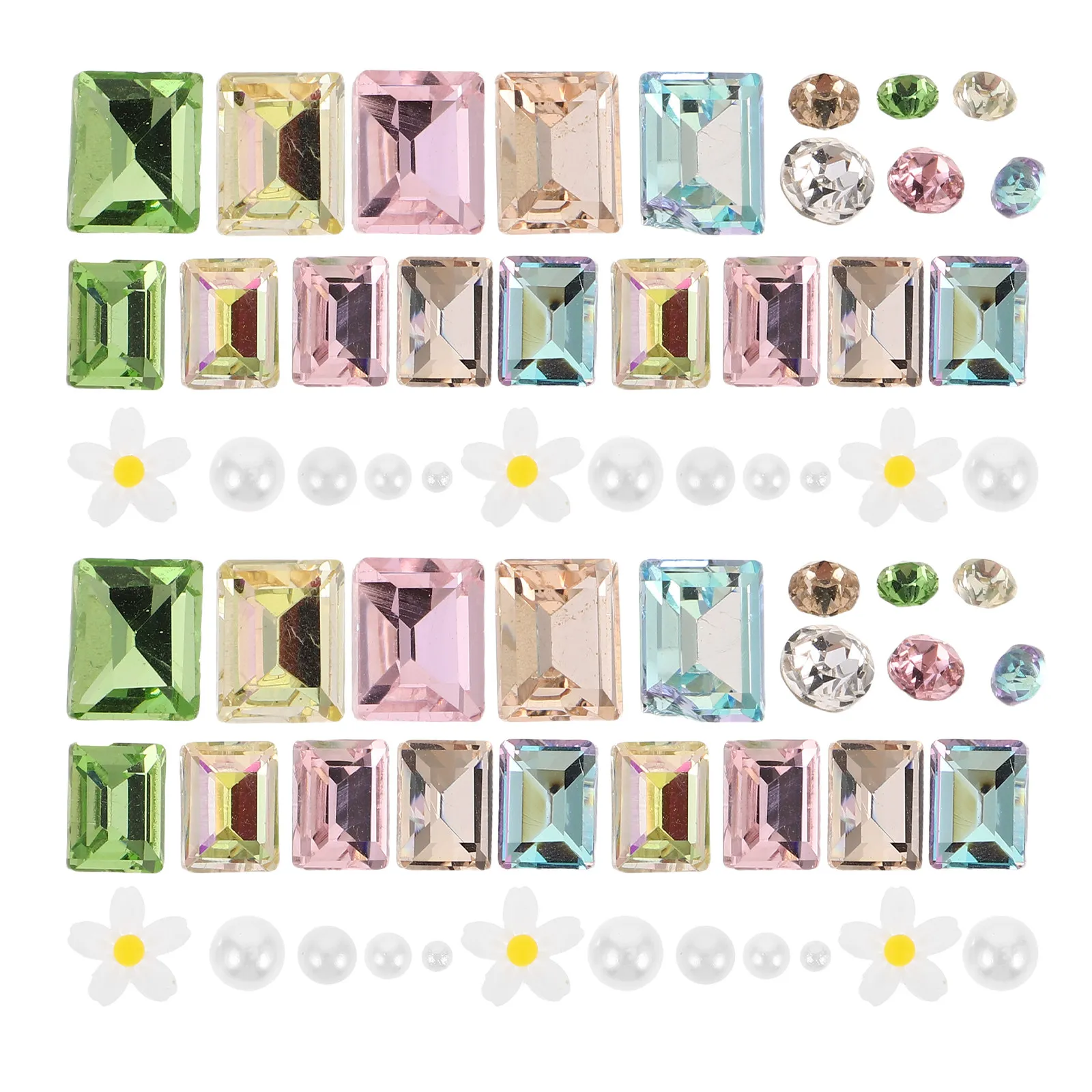 

5Pack Nail Art Decorations 3D Daisy Flower Charms Rhinestones Multicolor Pearls Pointed Base DIY Nail Gems Nails Decor