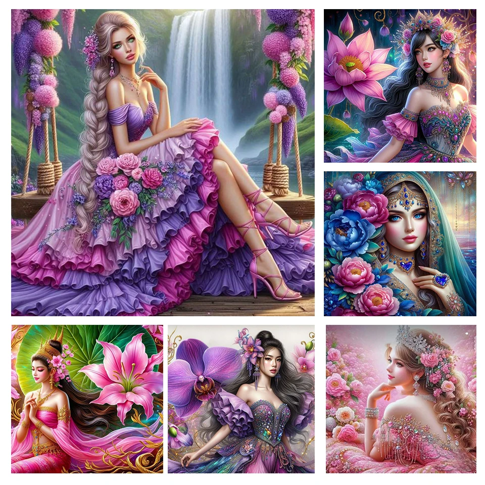 

Новая Алмазная вышивка Мозаика Фэнтезийный цветок Женщина Украшение дома 5D Diy Наборы алмазной живописи Портрет Вышивка крестиком Горный хрусталь