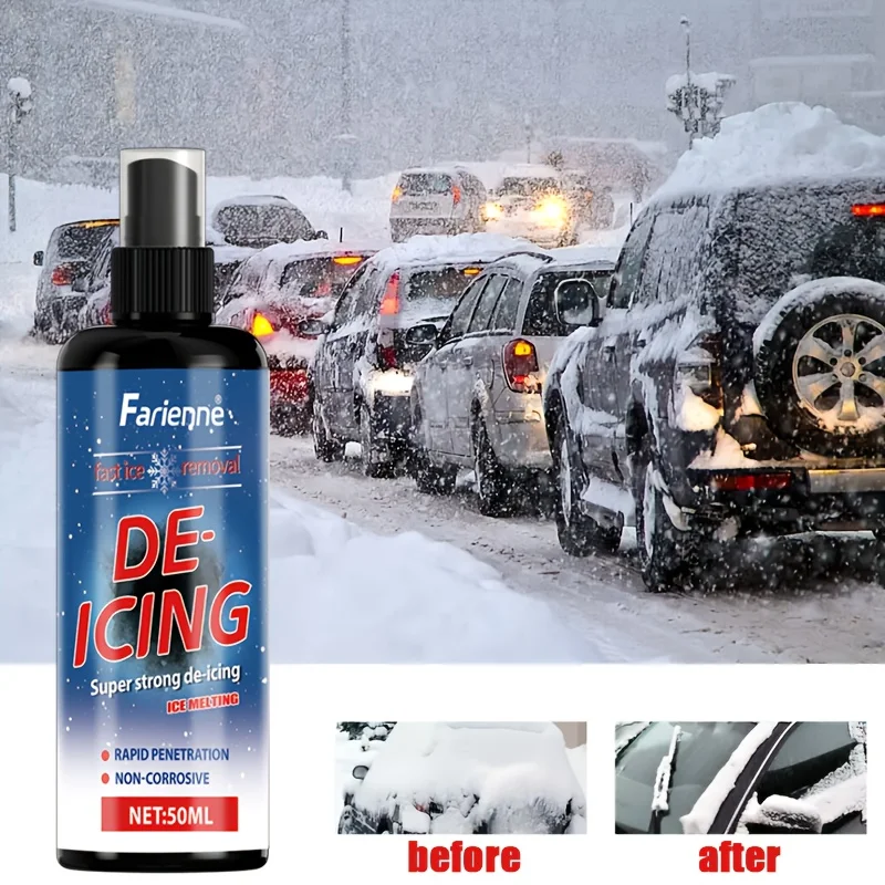 Farienne Auto-Enthaarungsspray, 50 ml – super effizienter, starker Eisschmelzer, nicht korrosiv, Allwetter-Winter-Auto-Oberflächenschutz