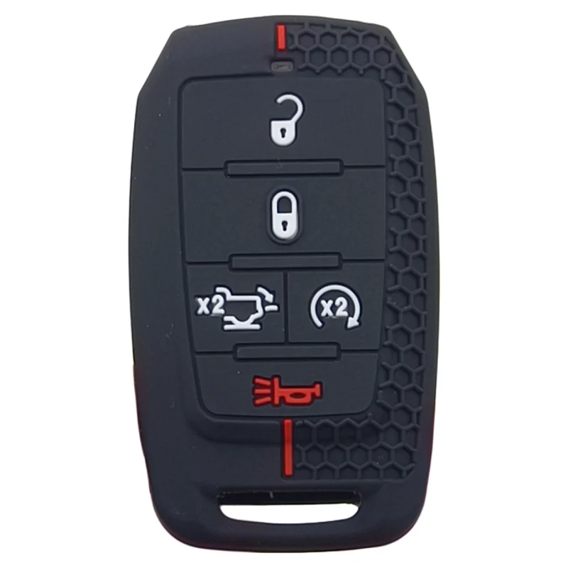 Xinyuexin Silicone Key Case Cover for 2019 2020 2021 RAM 1500 Smart Keyless Proximity Remote Key Fob 5 Buttons 2 Pcs/lot