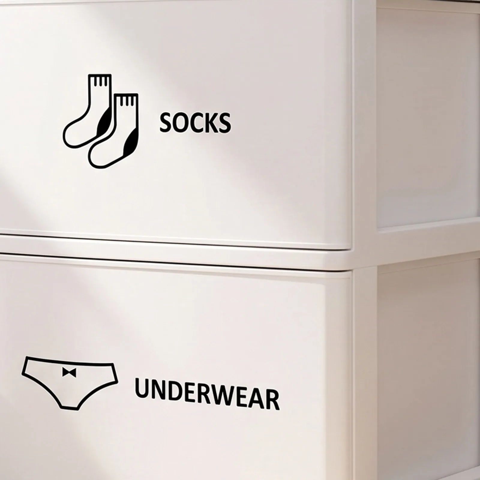 24Sheets Self Adhesive PVC Dresser Drawer Labels Removable Clothing Organizing Stickers Wardrobe Sorting Labels for Socks