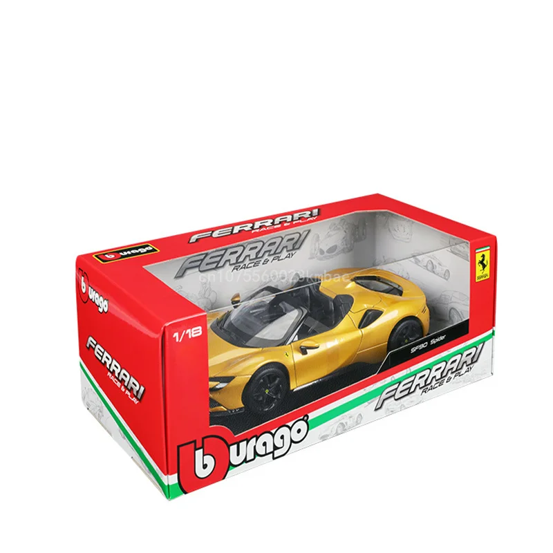 Bburago Model Car Ferrari Spider SF90 1:18 Alloy Diecast Model Luxury Vehicle Model Collection Desktop Ornaments Birthday Gift