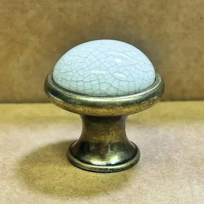Zinklegierung Keramik Schrankgriffe Weiß Bronze Riss Design Schubladenknöpfe Vintage Antike Knöpfe Schubladengriffe Küche
