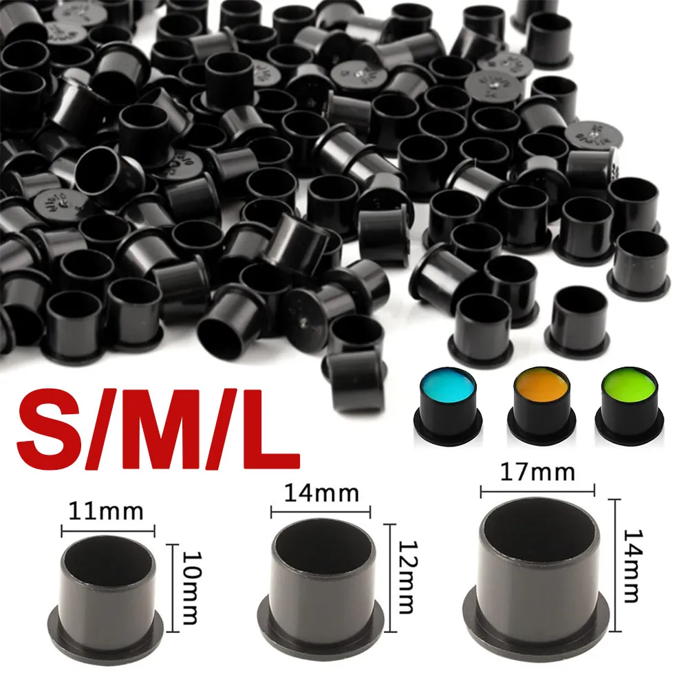 

500/300/100pcs Disposable Black Tattoo Ink Cups Makeup Permanent Pigment Holder Container Cap Tattoo Accessories