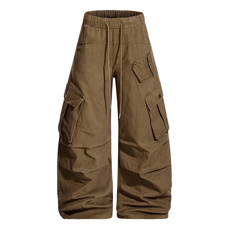 

Брюки GXFortune American Sle Casual унисекс, винтажные, плотные, свободные, широкие, рабочие, с модными складками-«ножами»