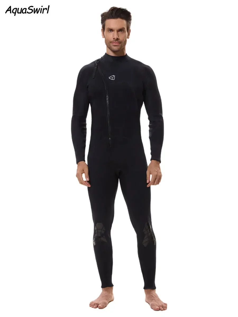 New Men 3mm Front Zip Snorkeling Wetsuit Full Body Diving Surf Suit Keep Warm Long Sleeve Winter Neoprene Kayaking Swimming Suit