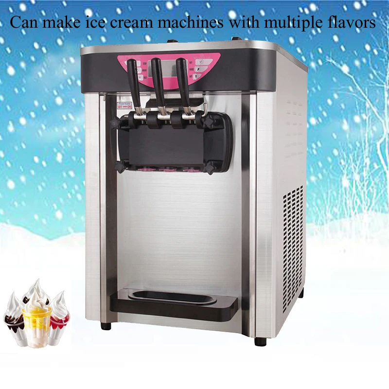 

Commercial Ice Cream Machine 18-28 L/H Yield 1850W 3-Flavor Countertop Soft Serve Ice Cream Maker Stainless Steel Cylinder