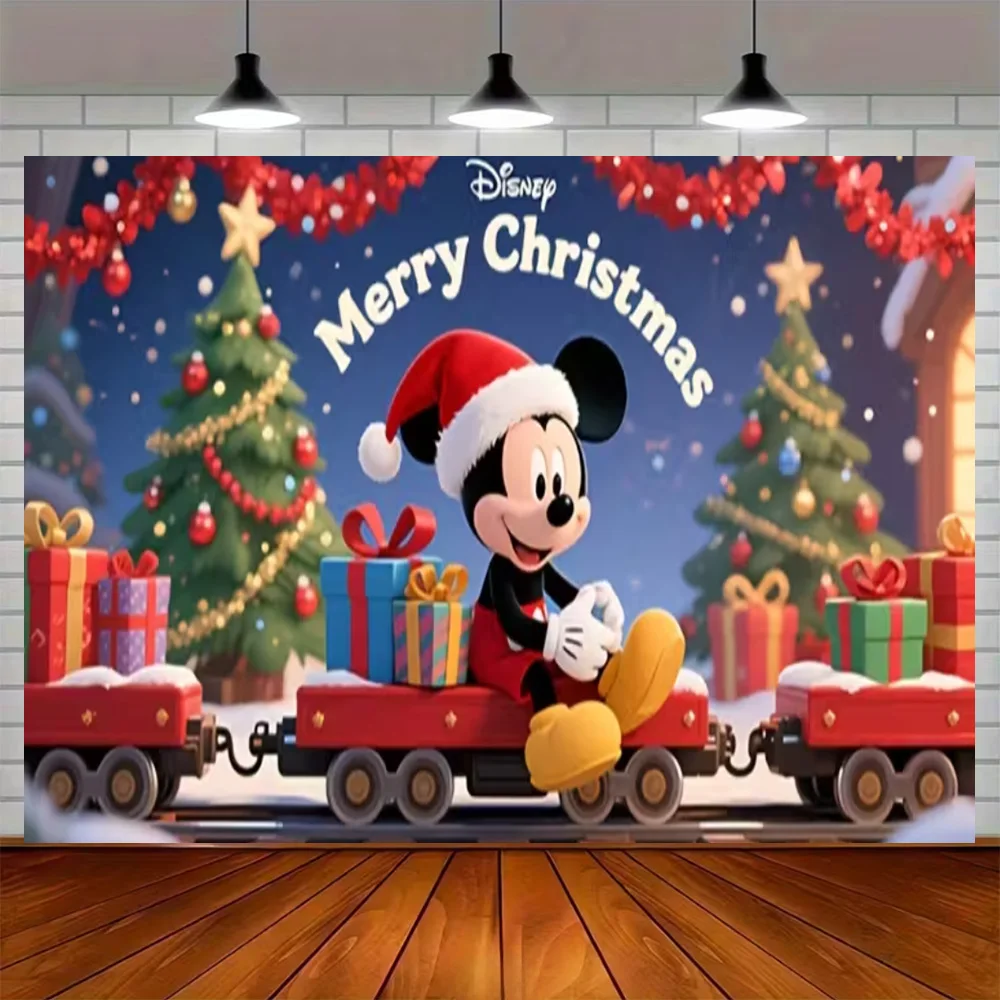 ديزني عيد الميلاد ميكي ميني موضوع حفلة عيد ميلاد الديكور خلفية راية عيد الميلاد ماوس خلفية لوازم التصوير الدعائم #4