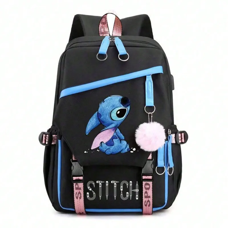 

Disney Lilo and Stitch Stitch USB charging schoolbag male and female student backpack backpack Large Capacity Makeup