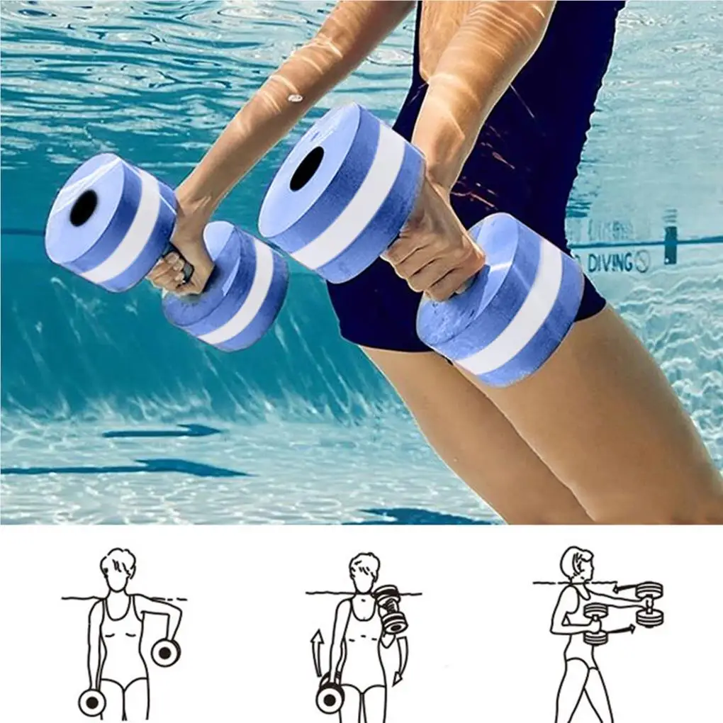 1pair Swimming EVA Floating Dumbbell Aquatic Barbell Water Aerobics Fitness Exercise Water Yoga Dumbbell