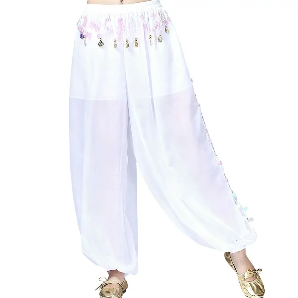 Pantalones de danza del vientre con lentejuelas a la moda, pantalones sueltos con borlas, accesorios de danza del vientre, ropa de rendimiento, bombachos para mujer