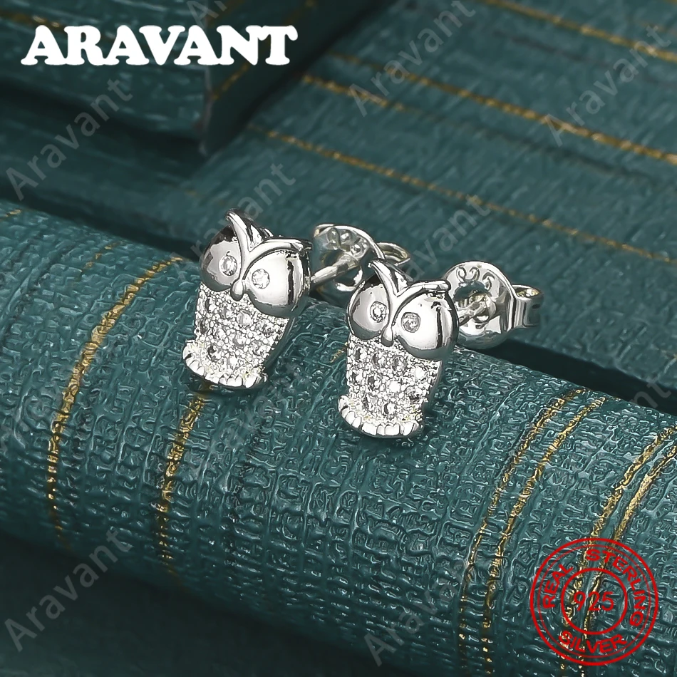 925 Sterling Silver Owl Zirconia Earrings For Women, Commuter Accessories, Christmas Gifts, Jewelry