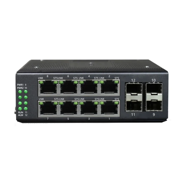 Industrial Din Rail Optical Ethernet Gigabit Switch 8 Port Network L2 Managed Switch With 4 SFP Fiber Slot