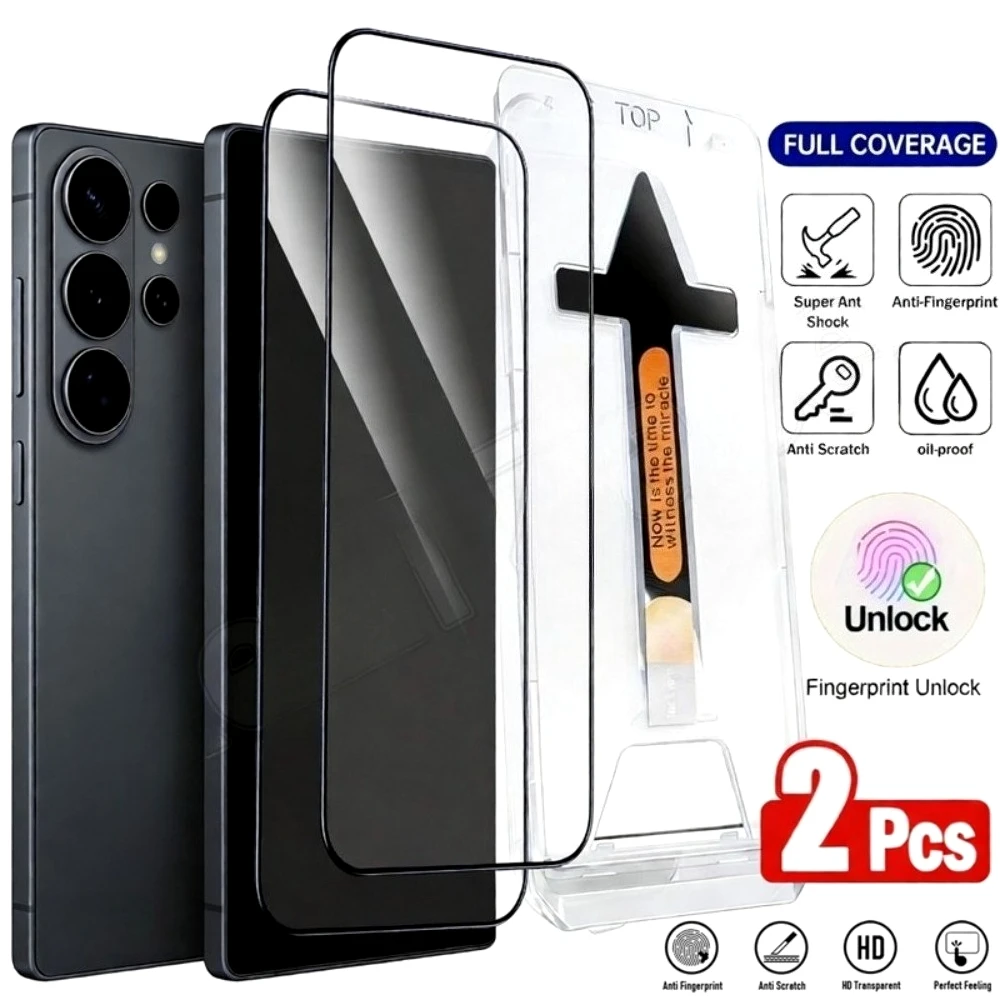 

2Pcs Ultra HD Tempered Glass for Samsung Galaxy S26 S25 S24 Ultra S23 S22 S21 Plus S25 S24 FE One Click Installation Protector