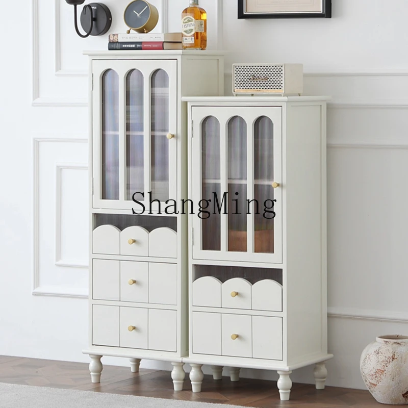 

FG pure solid wood wine cabinet household glass door display living room video wall dining room storage cabinet