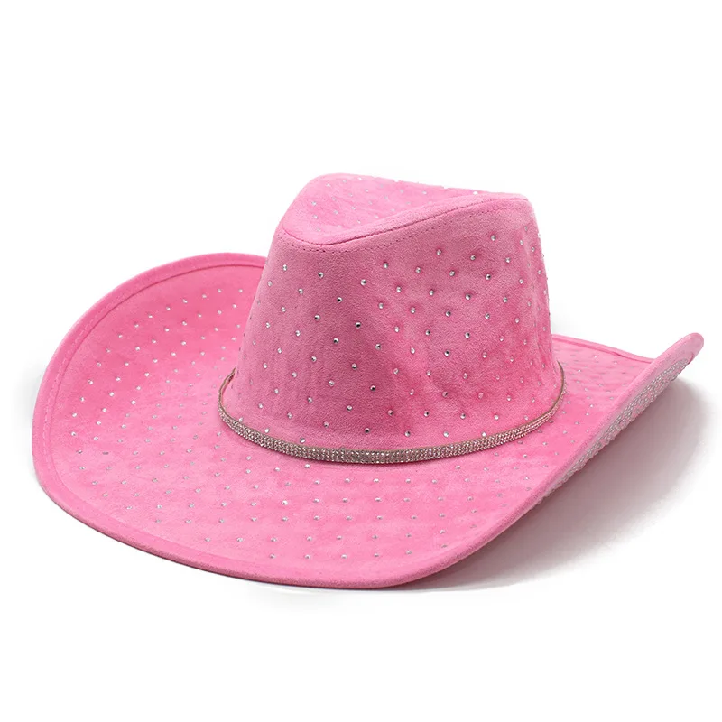 Autumn And Winter New Amazon Hot Selling Point Diamond Denim Men's Hat Panama Jazz Hat With Warped Edge And Large Brim