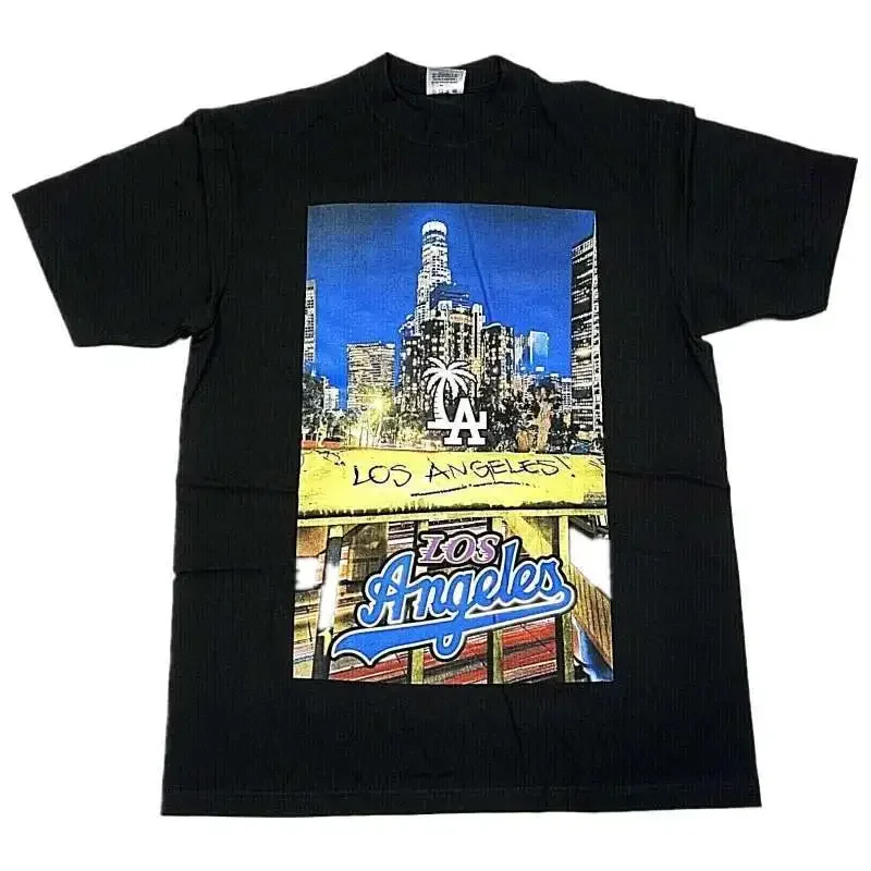 

2025 Buy Los Angeles Night LA West Coast Rap HIPHOP Street Dance American Small Neckline DJ Short Sleeve T-Shirt