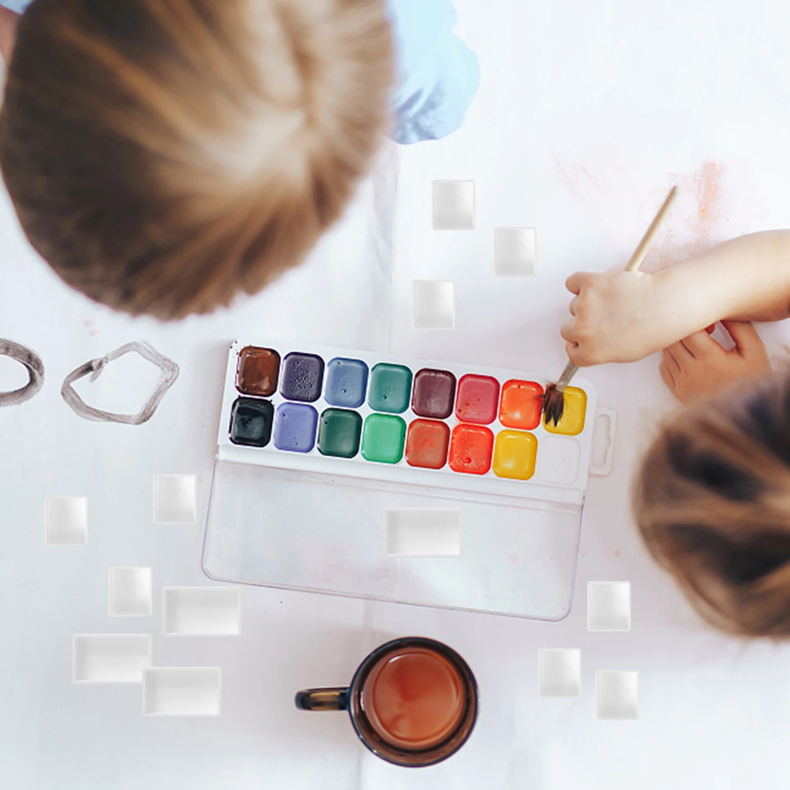 

Empty Watercolor Paint Pans Full Half DIY Plastic Tray Oils Baby Girl White Reusable Safe Durable Easy Clean Storage
