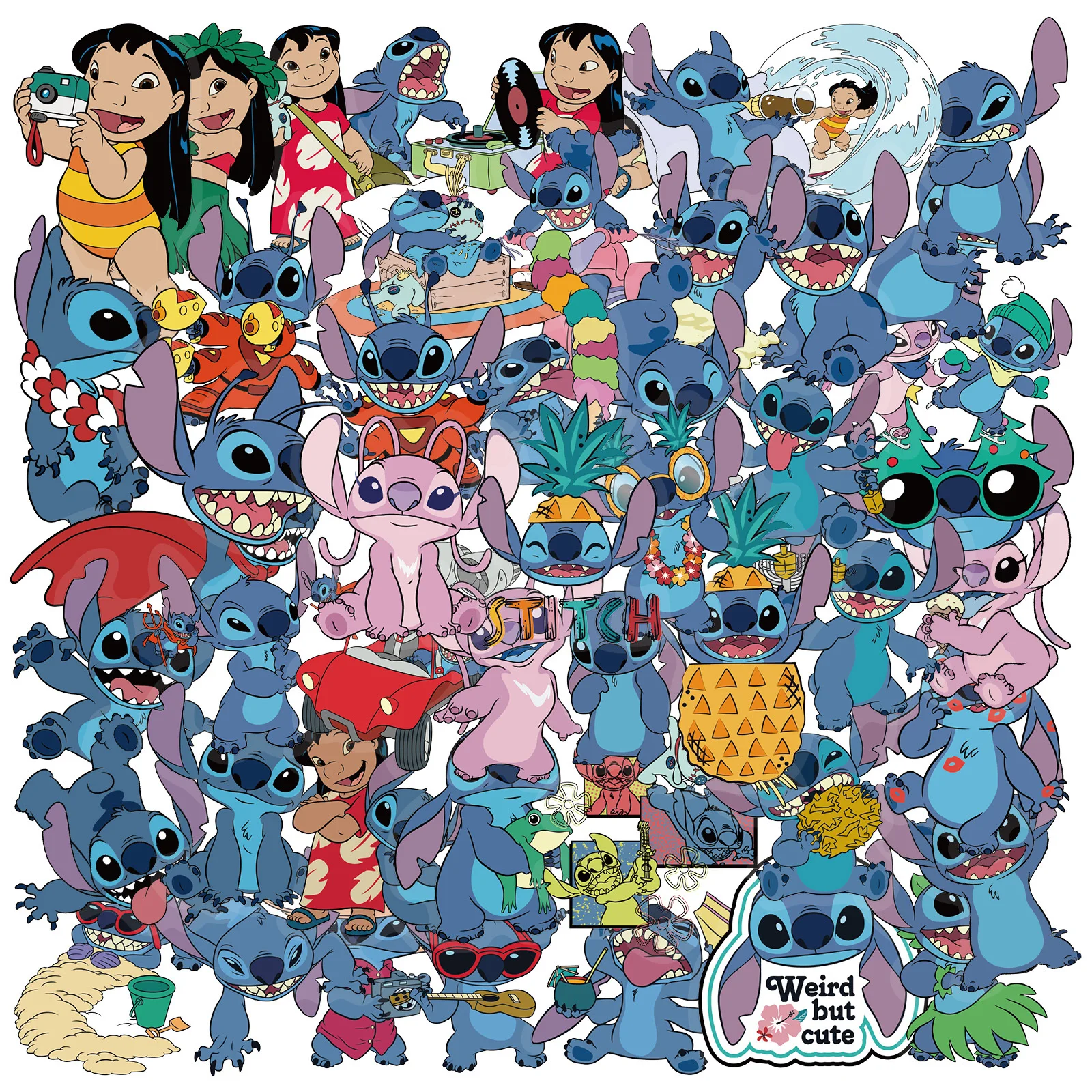 

10/30/50PCS Cartoon Cute Stitch Funny Meme Doodle Transparent Sticker Decorative Water Cup Luggage Pencil Box Decal Toy Gift