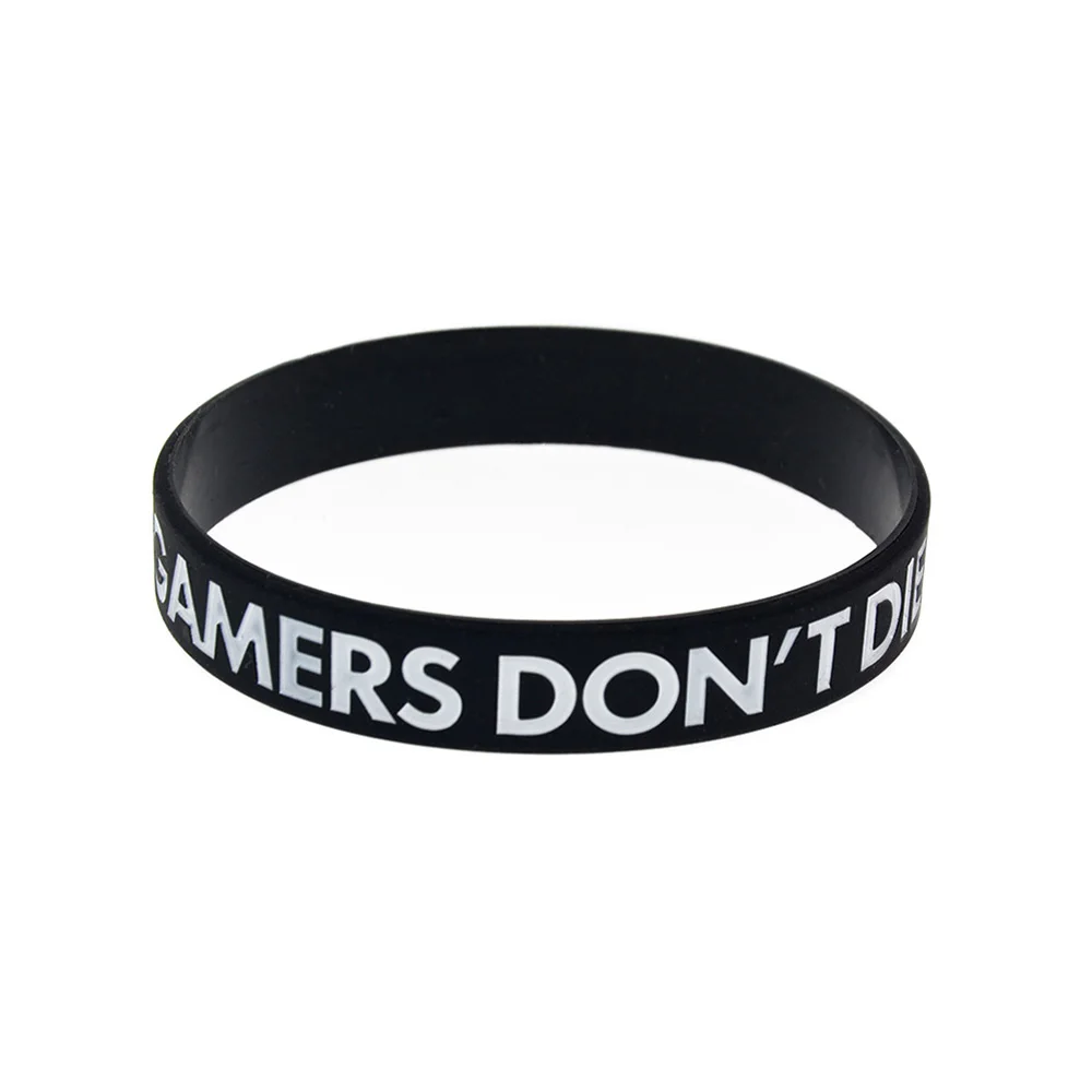 1 PC-Gamer Don't Die They Respawn Silikonarmband mit Tinte gefüllt, Farbe Schwarz, Armband für Damen oder Herren – Detail 3