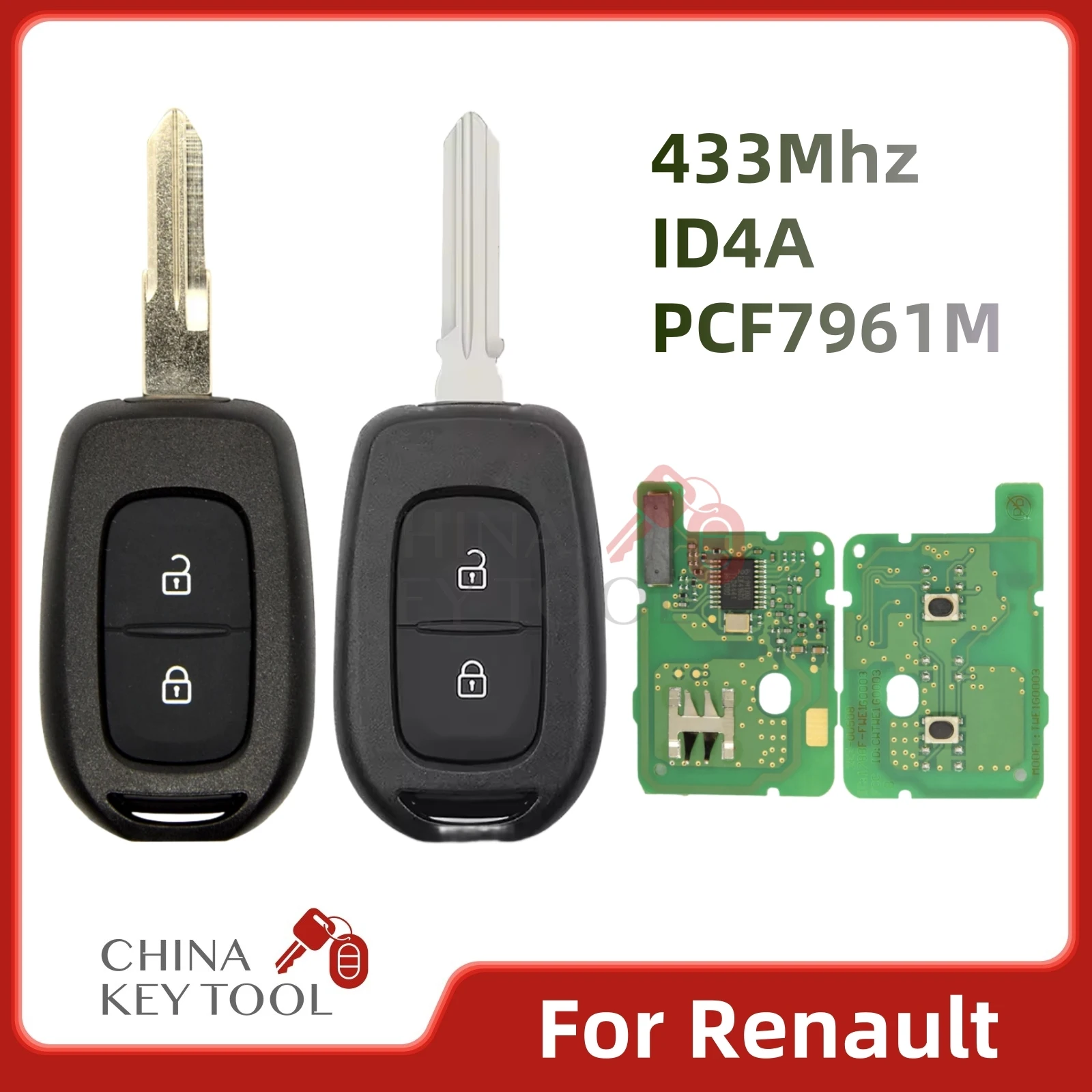 

1PCS 2 Buttons Car Remote Key For Renault Sandero Logan Lodgy Dokker Dacia Duster 4A 7961 Chip 433Mhz with logo