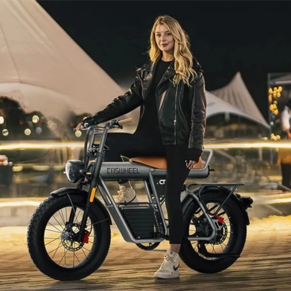 

Электровелосипед COSWHEEL CT20 для взрослых, 2000 Вт, 48 В, 25 Ач, запас хода 87 миль, электромотоцикл с широкими шинами, гидравлические тормоза, электробайк.
