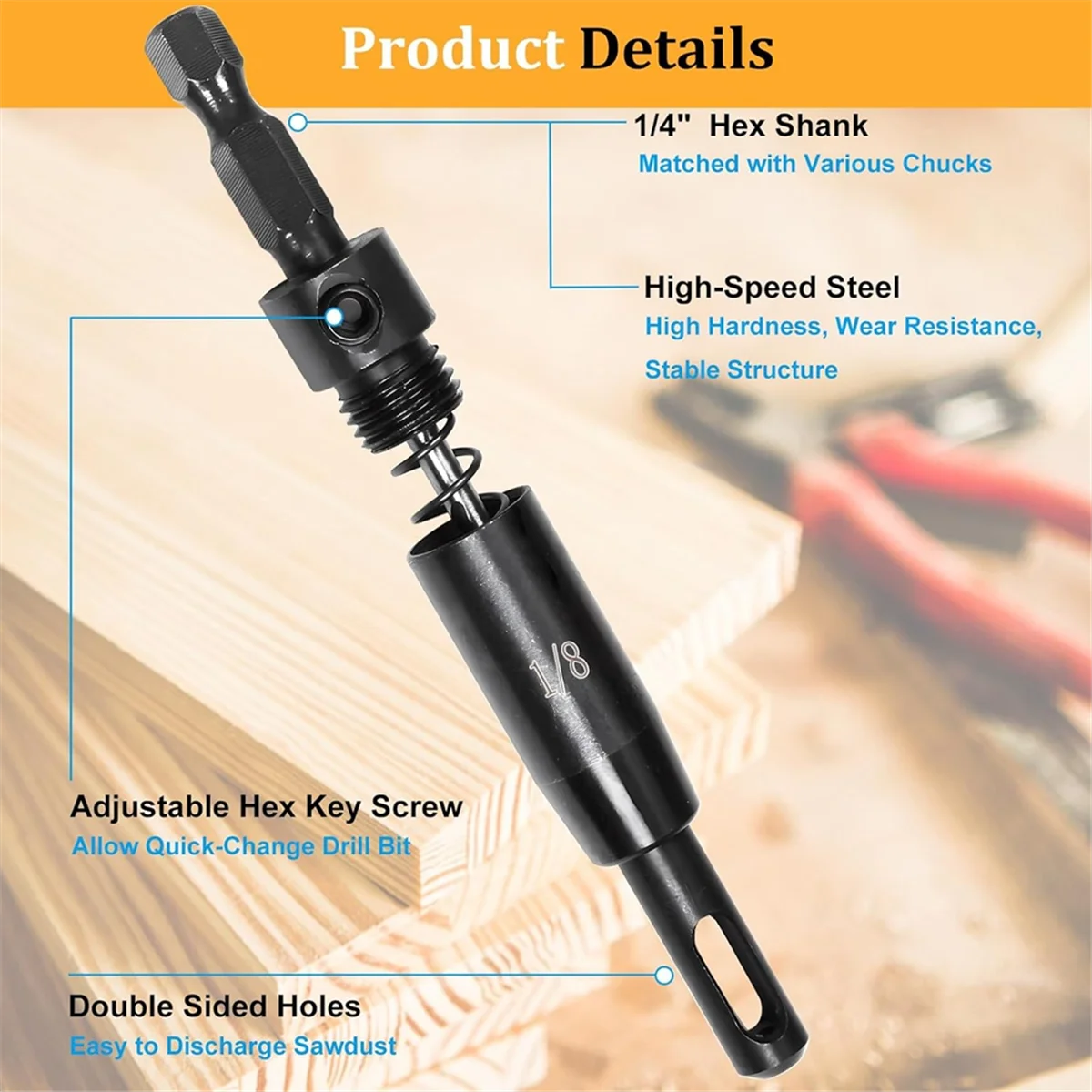 ABXHH 3 Buah Set Mata Bor Pemusatan Mandiri 3/32 Inci, 7/64 Inci, 1/8 Inci, Mata Bor Engsel Penengahan Mandiri