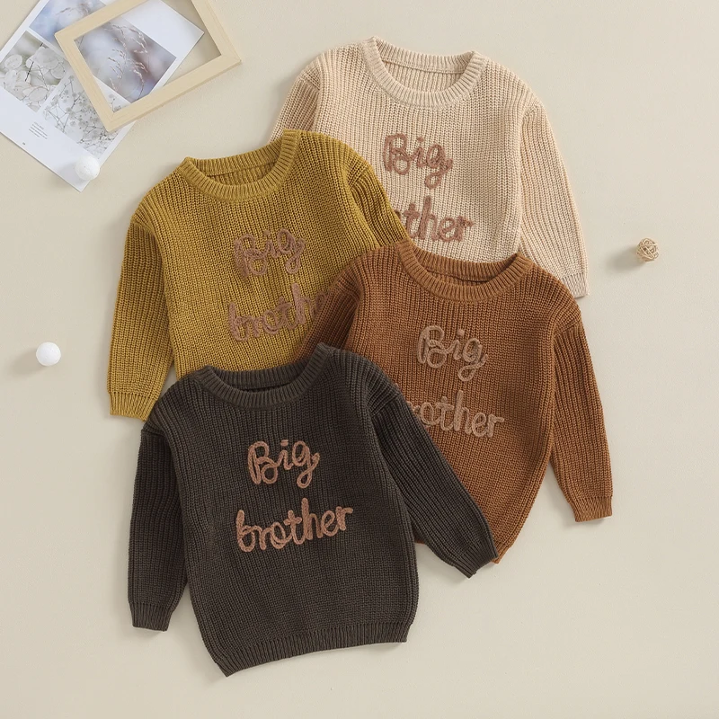 Bruder passende Kleidung Stickerei Big Little Brother Pullover Strickpullover Kind Kleinkind Baby Junge Pullover Top