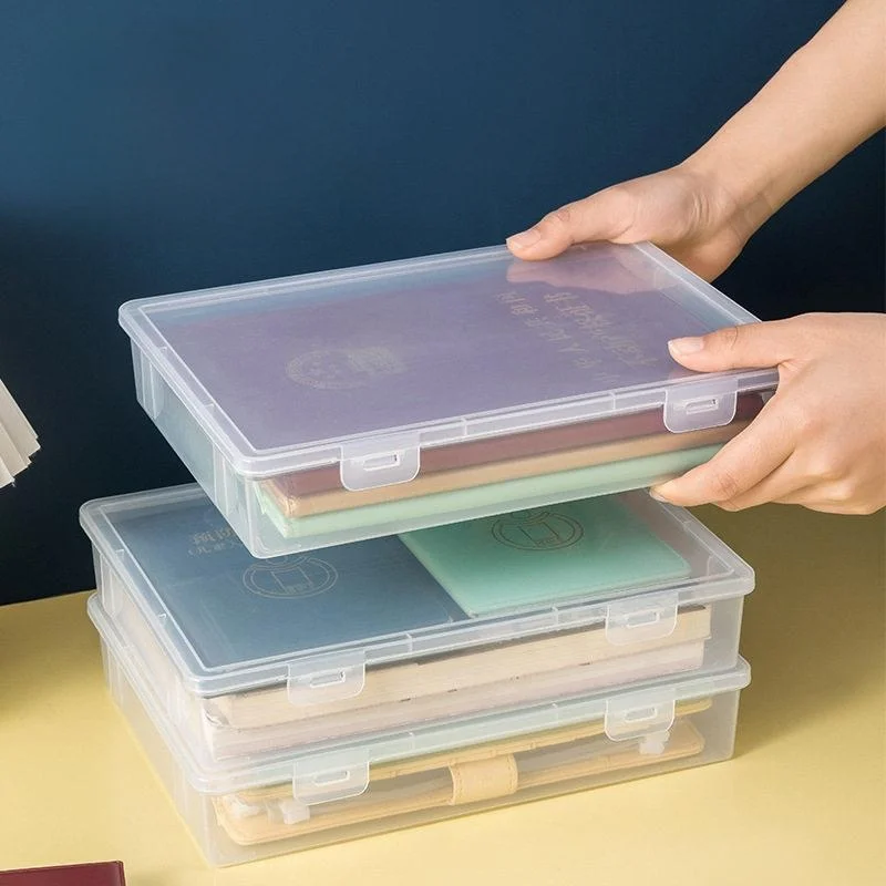 多機能収納ボックス-書類や証明書の整理に-家庭用プラスチック収納ボックス-ファイルやカード用