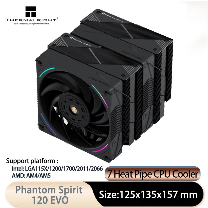 Thermalright Phantom Spirit 120 EVO CPU wind -cooler Heat Sink Supports 1700/115X/AM5/AM4 7 Heat Pipe Dual Tower Radiator