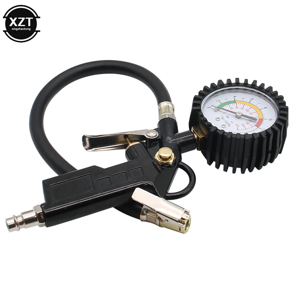 Auto Bandenspanningsmeter Manometer voor Motorfiets Luchtcompressor Auto Motor SUV Inflator Pomp Gereedschap 0-220psi Self-locki